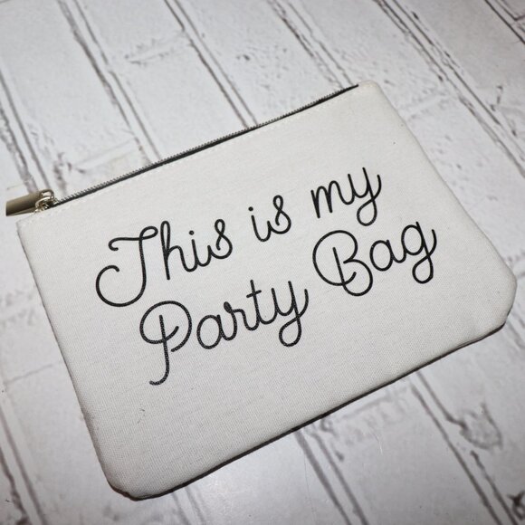 🖤🎉 “This Is My Party Bag” Makeup Pouch · Black + White · OS - Picture 3 of 4